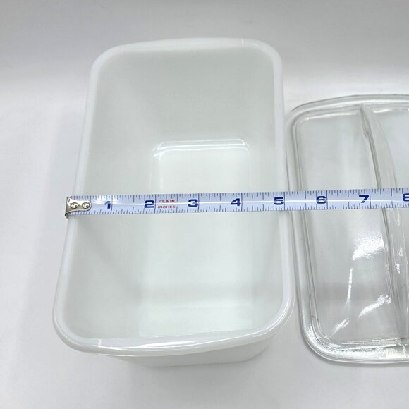 Westinghouse Milk Glass Refrigerator Baking Dish Loaf Pan With Lid Vintage 9"x5" - Picture 8 of 9